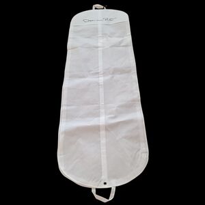 Oscar De La Renta Gown Garment Bag White Empty Logo Fabric Full Zip 71 X 24 In